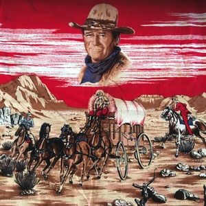 John Wayne Covered Wagon Western Scene Tapestry